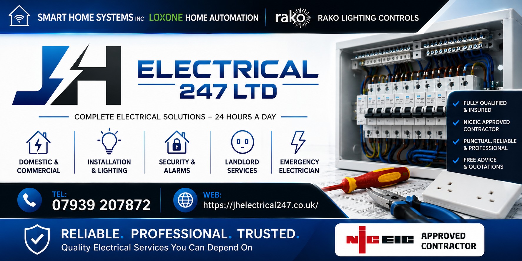 JH Electrical 247 Ltd — complete electrical solutions, 24 hours a day
